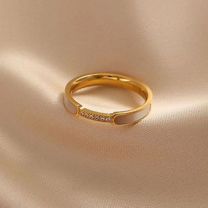 Anillo de Dedo Índice para Mujer, Estilo Japonés, Chapado en Oro, Lujo Ligero, Geométrico, con Concha Natural, Versátil, Moderno, Sin Color - Product Image 1