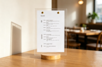 Support de menu de table en acrylique transparent personnalisé avec base pour restaurant, café, bar, décoration de numéro de table de mariage