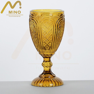 Verre à vin gaufré vintage, verrerie colorée pressée à la machine, design sculpté, gobelet à eau, <span class=keywords><strong>coupe</strong></span> à <span class=keywords><strong>champagne</strong></span> pour <span class=keywords><strong>mariage</strong></span> et hôtel - Product Image 2