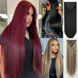 Extensiones de Cabello Humano Virgen Remy 100% con Clip, Sin Costuras, Doble Trama, Liso, Cabeza Completa, 7 Piezas, 80-130g, 14-30 Pulgadas, Venta al por Mayor - Product Image 4