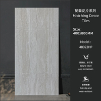 Carrelage mural et de sol en porcelaine aspect pierre mate 400x800 mm avec carreaux décoratifs assortis