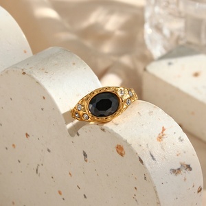 Vintage Colorful Trendy <strong>Summer</strong> 2022 Jewelry Zircon Ring Stainless Steel <strong>Solitaire</strong> Ring Gold Plated Jewelry - Product Image 6