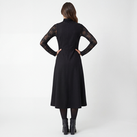 Robe sans manches en laine noire pour femme, style minimaliste, longueur genou, idéale pour le travail et les sorties décontractées, fabrication OEM/ODM