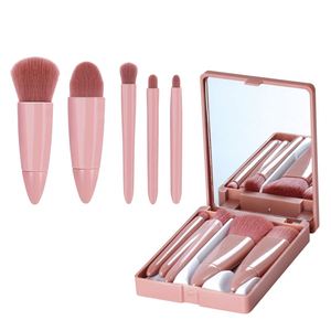 High Quality Professional Portable Travel 5pcs Makeup <b>Brushes</b> Set Mirror Custom Logo Artificial Fiber Face Concealer Eyeshadow - Product Image 1