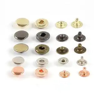 Custom Logo Stainless Steel Sliver Classic 4 Parts Metal Spring Snap Fastener Button For Garment Accessories