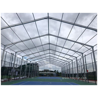 Structure de tente de padel en PVC d'extérieur, terrain de paddle-tennis avec toit couvert, terrain de padel panoramique, couverture en matériau anti-chaleur