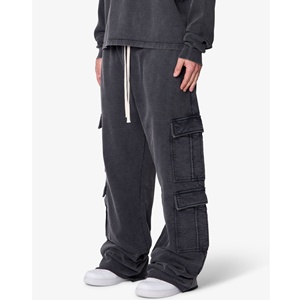 Pantalon cargo ample vintage pour homme avec poches latérales multiples et cordon de serrage, personnalisable OEM - Product Image 2