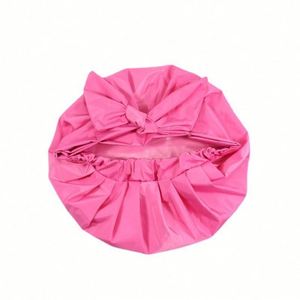 Nouvel Arrivage Bonnets de Douche en Satin Couleur Unie pour Femme avec Nœud, Imperméables et Décontractés pour Usage Quotidien - Product Image 6