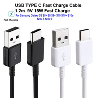 Kabel Data Pengisian Cepat USB a ke USB Type C Premium 1.2m 15W 9V untuk Samsung Galaxy S8 S8+ S9 S9+ S10 S10+ Note 8 9