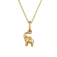 Collier en acier inoxydable plaqué or MECYLIFE, pendentif petit animal, collier avec pendentif mignon en forme d'éléphant ou de vache