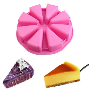 Moldes triangulares de silicona para hornear, 8 porciones rojas de silicona para pastel, molde de jabón, bandeja para Pizza