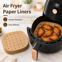 Papier sulfurisé carré perforé en pulpe de Kenaf de qualité alimentaire, résistant à la chaleur, jetable, pour friteuse à air, cuisson de pizzas et pains, personnalisé en usine