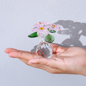 Crystal Flowers <b>Vase</b> Set Colorful Glass Art Decor Modern Home Ornament Living Room Decoration - Product Image 2