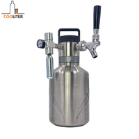 Growler Keg sous pression en acier inoxydable de haute qualité de 2 L avec robinet, distributeur de boissons à large ouverture, vente directe d'usine