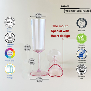 Cadeau de qualité supérieure en forme de <span class=keywords><strong>coeur</strong></span> longue tige en plastique verre à vin rouge flûte à <span class=keywords><strong>champagne</strong></span> créative pour table de mariage - Product Image 2