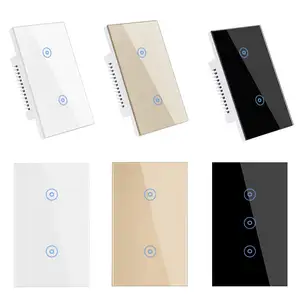 New Design Products Tuya Smart Wifi Wall Switch Us Standard Glass Touch Panel Light Switch Support App Remote Control