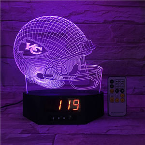 خوذة كرة القدم الرجبي مع مصباح ليلي ثلاثي الأبعاد بتأثير الوهم البصري ومستشعر لمس وساعة منبه وتحكم عن بعد وإضاءة RGB، هدية ترويجية للأطفال - Product Image 6