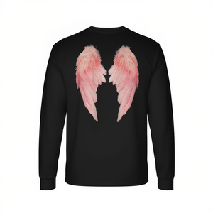 T-shirt a maniche lunghe con ali d'angelo rosa sul retro - Product Image 3