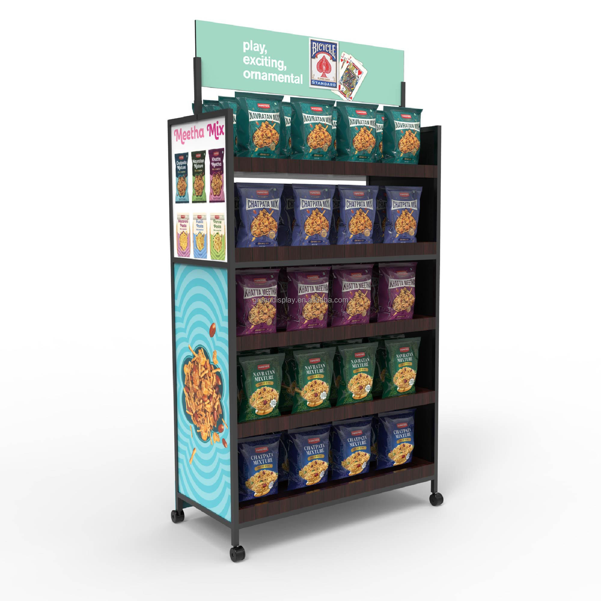 Chip Display Rack Snack Metal Custom Logo Carton Customized Store Display Stand Floor Stand Powder Coating Modern Apache AP-M001 — view 1
