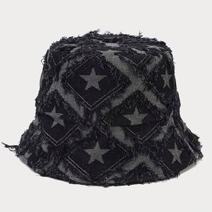 Chapeau Bob en Jean Effiloché et Délavé à Motif Étoiles, Nouvelle Collection Automne, pour Hommes et Femmes, Idéal pour l'Extérieur et la Ville, Protection Solaire - Product Image 4