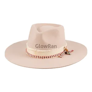 GlowRan 2024 새로운 스타일 울 페도라 남여 공용 클래식 디자인 펠트 모자 재고