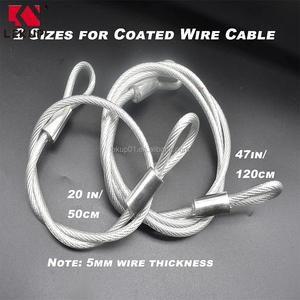 สายเคเบิลนิรภัยขนาด 4 ฟุต พร้อมเคลือบไวนิลใส สายเคเบิลเหล็กพร้อมห่วง สายสลิงลวดเหล็กชุบสังกะสี ขนาด 5 มม. สายรัดแบบถัก - Product Image 4
