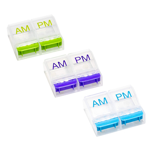 Portable <span class=keywords><strong>PP</strong></span> 2 compartiments AM <span class=keywords><strong>PM</strong></span> boîte à pilules adaptée aux voyages organisateur de pilules hebdomadaire 2 fois par jour boîte à pilules - Product Image 1