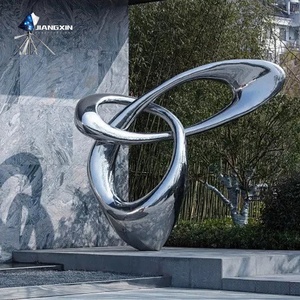 Escultura Irregular personalizada-Escultura <span class=keywords><strong>de</strong></span> piscina <span class=keywords><strong>de</strong></span> acero inoxidable con espejo con anillos entrelazados (característica <span class=keywords><strong>de</strong></span> agua urbana moderna) - Product Image 1