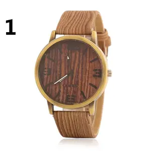 Vintage Wood Grain Watches for Men Women Fashion Quartz Watch Leather Unisex Casual Wristwatches Gift