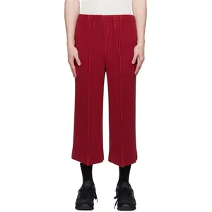 Men's Pleated Cropped Loose Pants Casual Solid Baggy Trousers With Wide Leg 2024 In Fashion Pant For Men Clothing Pants Trousers