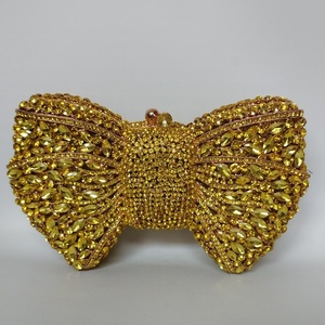 New Diamond-encrusted PU Rhinestone Bow Evening <b>Clutch</b> Wedding Full Rhinestone Crystal Chain Magnetic Clasp Evening Tanjing - Product Image 4