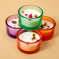 Kit de bougies aromatiques à base de fleurs séchées DIY, bougie parfumée semi-artisanale à base de cire végétale, boîte de présentation ronde, décorations, modèle ZC7006