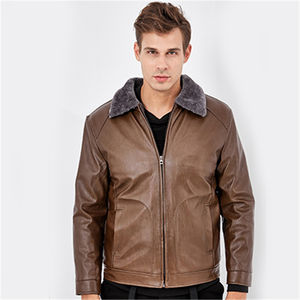 Chaqueta cálida de lana de cuero PU de invierno para hombre abrigo de cuero duradero - Product Image 3