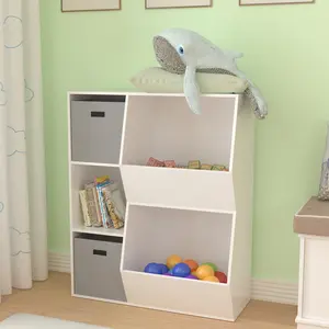 New design nordic toddler child room bedroom playroom furniture 5 cubby wood toy shelf organizer unit kid storage cabinet