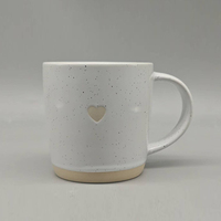 RTS 11.5oz 반점 무늬 커피 컵 유광 세라믹 하트 머그잔 (어버이날 및 발렌타인 데이 선물용)