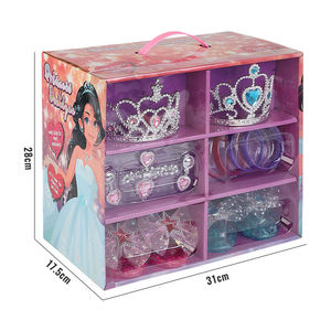 Kit de jeu de rôle pour filles, bijoux en plastique, couronne, collier, bracelet, bague, boucles d'oreilles, chaussures, ensemble de déguisement de princesse pour enfants - Product Image 2
