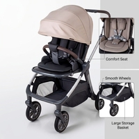 Poussette bébé pliable 3-en-1 Ningbo Youbei, légère, avec cadre en alliage d'aluminium, système de voyage compact, marron clair, personnalisable