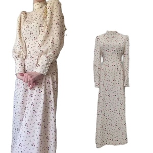 Nuevo Vestido Floral Holgado con Cordones, Manga Larga, Estilo Casual de Ganchillo, Tejido Transpirable de Estambre, Corte Imperio, Liso, Verano, No Tejido - Product Image 1