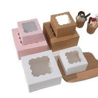 Boîtes en papier recyclables de qualité alimentaire avec fenêtre transparente, boîte d'emballage pour gâteau avec fenêtre transparente, boîte d'emballage classique pour gâteau