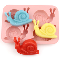 Moule en silicone 710 à 4 cavités en forme d'escargot de dessin animé, pour gâteaux et savons, réutilisable, outil de cuisson DIY, résistant aux hautes températures