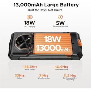 Doogee Fire 7 5G โทรศัพท์มือถือที่ทนทาน RAM 16GB ROM 256GB AI Gemini แบตเตอรี่ 13000mAh หน้าจอ 6.6 นิ้ว Android 15 ปลดล็อคแล้ว - Product Image 4