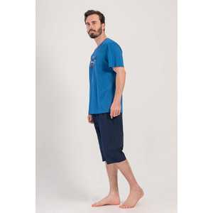 Conjunto de pijama capri de manga corta con cuello redondo y bolsillos para hombre - Product Image 2