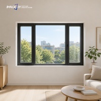 Fenêtres à battants en aluminium à isolation thermique avec verre trempé, directement de l'usine, pour villas et maisons