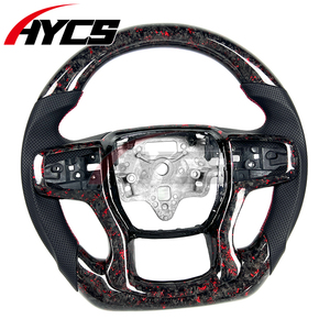 Accessoires de voiture pour Chevrolet Silverado <span class=keywords><strong>Suburban</strong></span> <span class=keywords><strong>LTZ</strong></span> ZR2 Tahoe RST Z71 GMC, volant sportif rouge en fibre de carbone forgée - Product Image 4