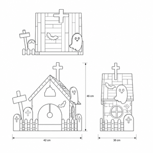 Casa para Gatos de Cartón Corrugado con Techo a Dos Aguas, Rascador y <span class=keywords><strong>Cueva</strong></span> Interior con Recorte de Fantasma - Product Image 3