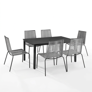 Ensemble de table à manger rectangulaire minimaliste avec chaises de jardin confortables pour salon, extérieur, villa, hôtel, appartement - Product Image 1