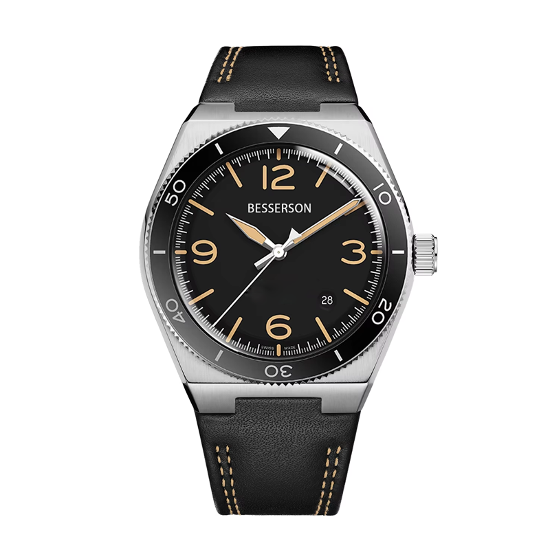 Black with brown leather