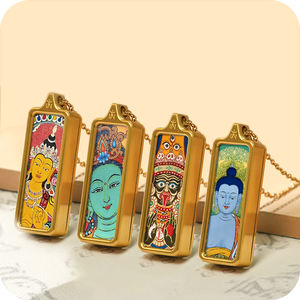 Boeddhabeeld Op Maat Gemaakt Geel Jambhala Boeddhisme Hanger/Hanger Religieuze Ornamentwinkel - Product Image 2