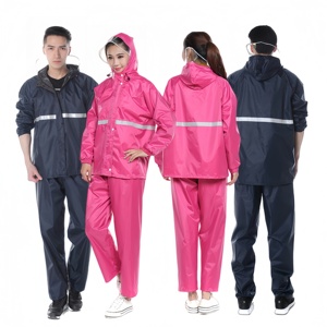 Imperméable réfléchissant double couche personnalisé avec capuche et pantalon, imperméable Oxford épais pour adulte, vêtements de <span class=keywords><strong>pluie</strong></span> séparés pour l'extérieur - Product Image 1
