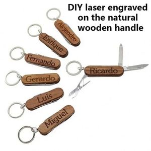 Mini Herramienta Multiusos 3 en 1, Navaja de Bolsillo con Llavero y Mango de Madera, Logotipo Personalizado, Grabado Láser, Precio de Fábrica al por Mayor - Product Image 3